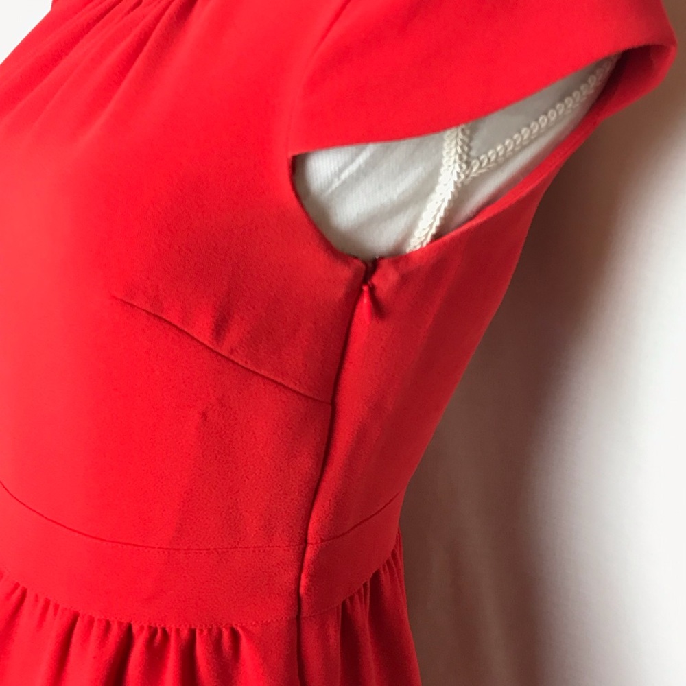 J. Crew Red Dress Sz 4 Cap Sleeve Career Fitted - Picture 6 of 8